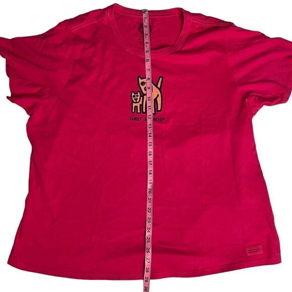 Life is Good Women's Pink-ish Red "Family is Forever" V-Neck Crusher Tee Size XX - Picture 4 of 8